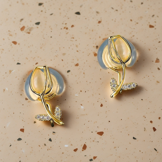 Elegant Tulip Gem Ear Clips