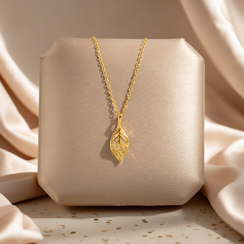 Leaf Shaped Diamond Embellished Necklace