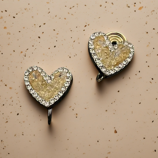 Sparkling Heart Crystal Ear Clips